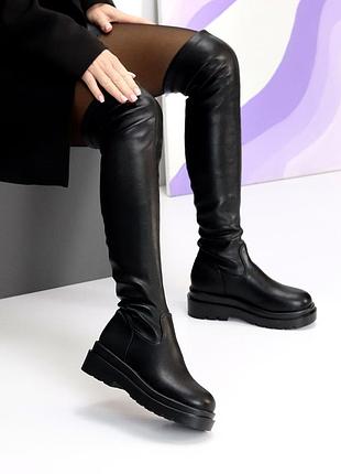 Жіночі ботфорти у чорному кольорі 🥰