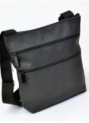 Чоловіча шкіряна сумка месенджер на 4 відділення через плече
