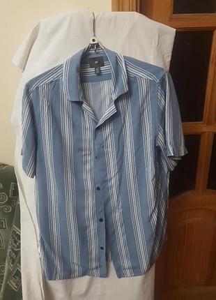 Сорочка чоловіча натуральна h&amp;m з коротким рукавам в ідеальному стані