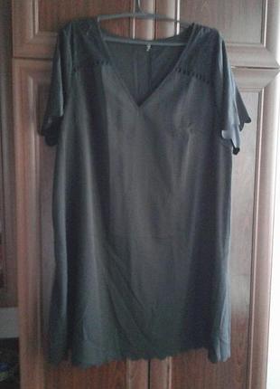 Чорне плаття-туніка з v-подібним вирізом і ажурними вставками shein curve