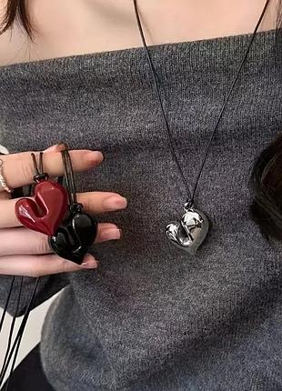 Чокер, підвіска серце на шнурочку