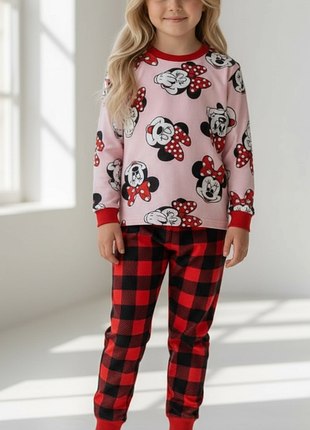 Теплая детская пижама на 2-6 лет футер на байке 566ал