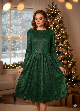 Платье женское люрекс зеленое