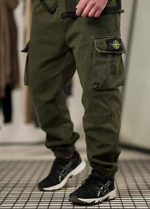 Зимние брюки джоггеры stone island oliva