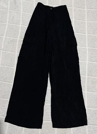 Стильні актуальні чорні прямі штани  карго від бренду tu