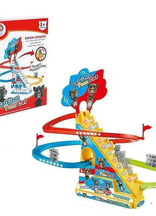 Трек-серпантин "кот том" (подъемник, мини-фигурки, свет, звук) (2010t)