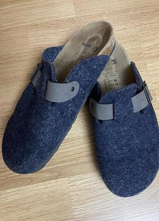 Брендові теплі капці з вовни на ортопедичній шкіряній підошві 42розміру