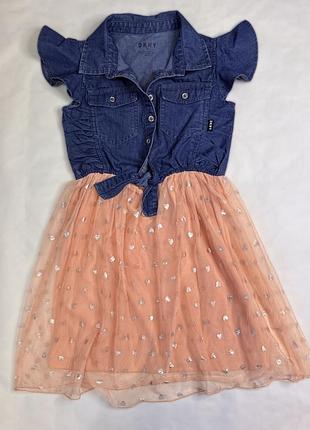 Фірмова сукня dkny 💖 джинс + фатин | ідеальний стан, 3–5 років