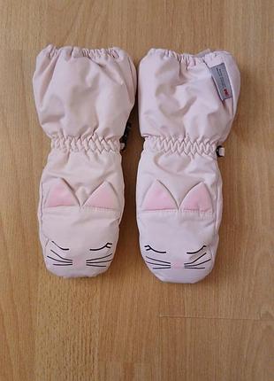 Перчатки детские, краги, рукавицы котики на 4-6 лет