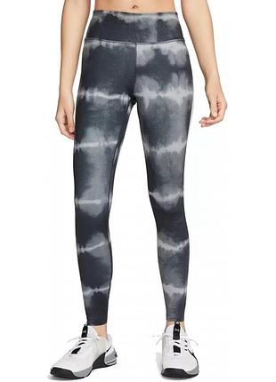 Чорні спортивні лосини з високою посадкою в принт від nike  розмір m