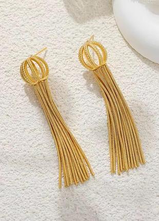 Сережки з підвісками ланцюжками нержавіюча сталь stainless steel