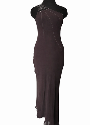 Винтажное шелковое платье макси 100% шелк натуральный вечернее паутина готика шовк шёлк ретро шовкова сукня винтаж комбинация