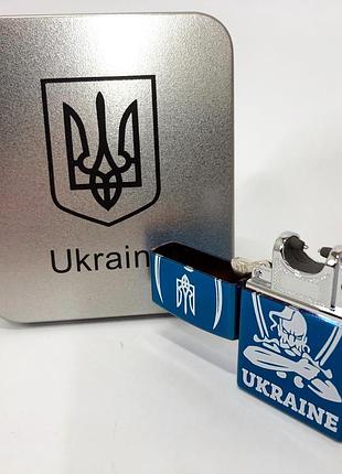 Дугова електроімпульсна запальничка usb україна (металева коробка) hl-449. колір: синій