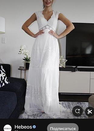 Hebeos вессільна сукня розмір 10 амер (між s та м) з мереживом холодно біла