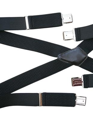 Підтяжки чоловічі 40 мм стандарт на зріст до 185 см y-подібні три застібки чорні