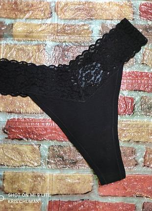 Арт.0666 трусики танга бавовняні з мереживом від h&m розмір євро м