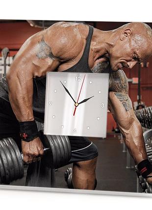 Годинник "реслер двейн джонсон. dwayne johnson" подарунок для фанатів реслінгу wwe, прикраса інтер'єру бару, кафе, спорт і фітнес клубу