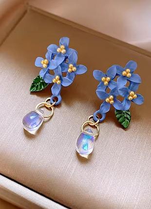 Серьги цветочные васильковая нежность