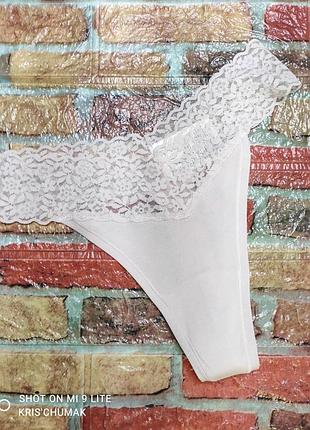Арт.0669 трусики танга хлопковые с кружевом от h&amp;m размер евро м