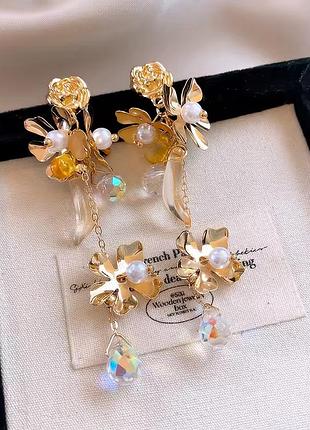 Серьги цветочные комбинированные под известные бренды