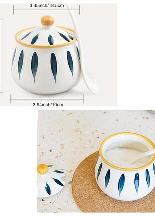 Керамічна цукорниця з кришкою та ложкою