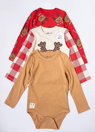 Комплект боди новогодние рождественские с олеником 92 см 18 мес 24 мес 1 р 2 р