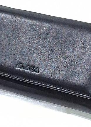 Гаманець шкіряний жіночий чорний класичний 10*18*3 (туреччина)