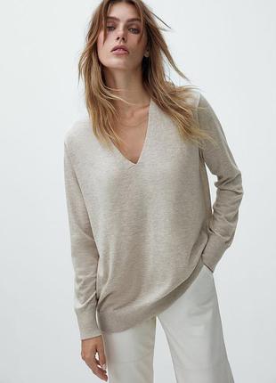 Шерстяной свитер massimo dutti джемпер пуловер оверсайз свободного кроя шерсть кашемир