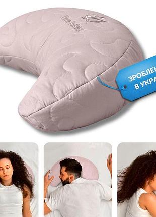 Подушка balance эргономичная 46х24х10 см ideia для шеи, головы и спины, антиаллергенная, с вышивкой