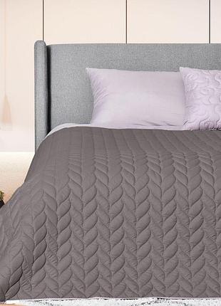 Покрывало на кровать 220х240 см warmis двухстороннее, прочная стежка ткани, антиаллергенное волоконо серый/беж
