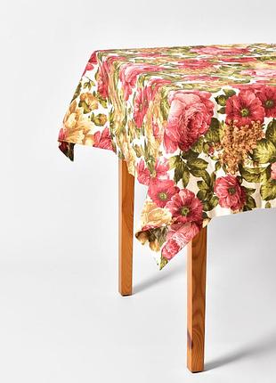 Скатертина 140х170 см з плямо та водовідштовхувальним просоченням ideia бавовна півонія бордо