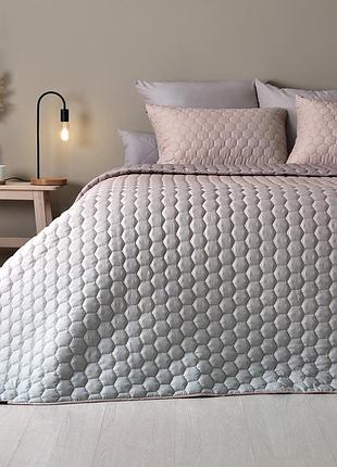 Набір покривало з наволочками silhouette ideia 240х260 см + 2 подушки 50х70 см у подарунок беж