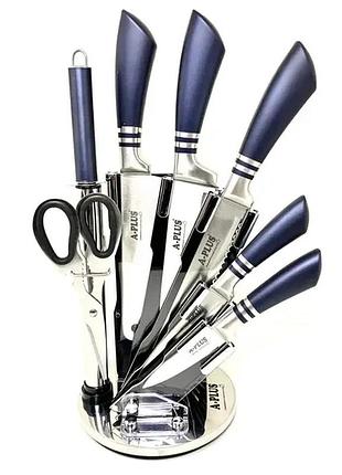 Набор кухонных ножей на крутящейся подставке a-plus kf-1004 (8 предметов)