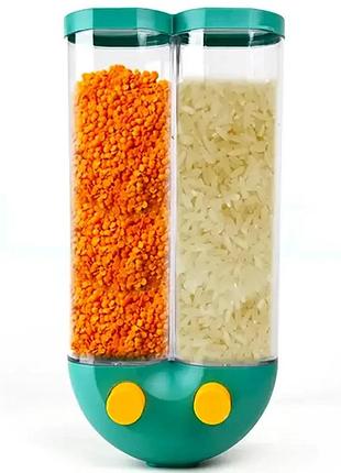 Диспенсер для круп с дозатором на 2 секции, до 2кг / органайзер для сыпучих продуктов
