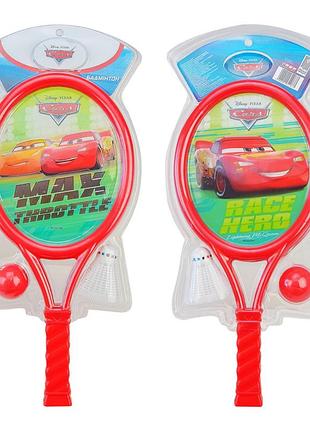 Детский игровой бадминтон "тачки" bambi lr1004 воланчик, мячик и 2 ракетки