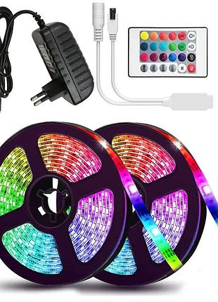 Стрічка світлодіодна rgb 5050 5м з пультом для підсвічування телевізора, монітора, меблів від usb