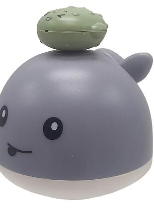 Детская игрушка для ванны "кит" 7021, 15 см серый