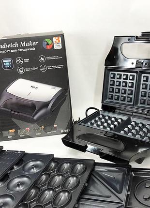 Вафельниця бутербродниця гриль сендвічниця електрична 8 в 1 raf r.551 850w мультипекар з 8 формами