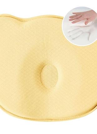 Подушка ортопедична дитяча babycomfort papaella 27×22×3 см з ефектом пам'яті, у формі ведмедика жовта