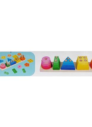 Дитяча дерев'яна іграшка сортер "геометричні фігури" c15005