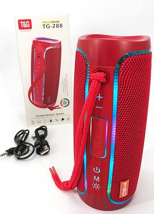 Портативна bluetooth колонка з led підсвічуванням tg288, гучна колонка для вечірки. колір: червоний