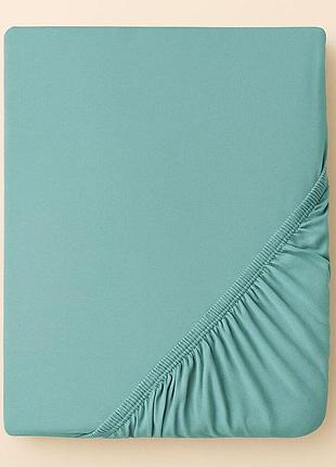 Простирадло трикотажне 140/160х200х35 см на гумці ideia, еластичне, трикотаж, бавовна м'ята