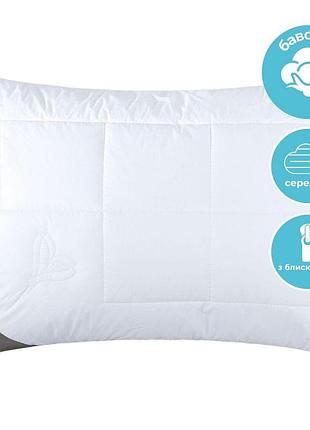Подушка air dream premium 50х70 см ideia два чохли на змійці, антиалергенна, бавовна, натуральний чохол біла