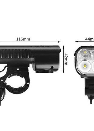 Велофара з сигналом fy-336/2000-4t6 на акумуляторі з функцією повербанку, велоліхтар з водозахистом із зарядкою