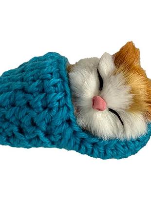 Детский антистресс "котик спит в вязаном тапочке" mm418(blue)