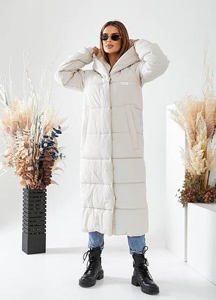 Подовжена зимова куртка-пуховик арт.а-520, молоко