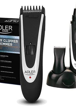 Машинка для стрижки adler ad 2822 чоловічий тример з насадками для голови носа вух та тіла