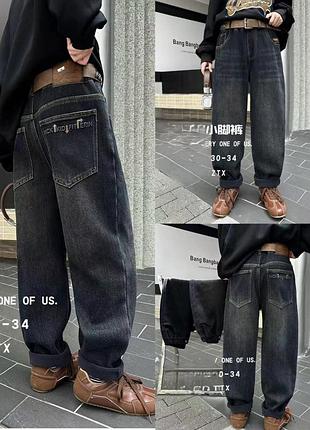 Стильні утеплені джинси mom темно-сірі  р.146-180