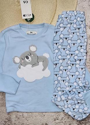 Флисовая пижамка, м`екосенька, нежно голубого цвета, брюки на манжетах. размер: 6 лет