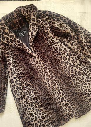 Шуба з екохутра леопард